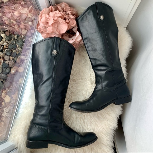 FRYE Melissa Button Black Tall Shaft Leather Boot - Picture 6 of 15